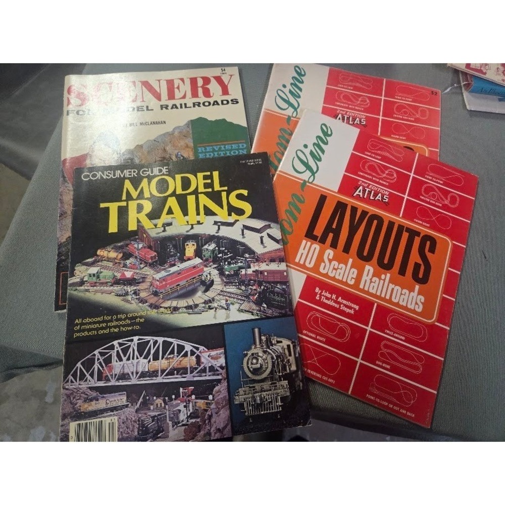 Vintage Model Railroad Books Scenery Layouts HO Scale Atlas Custom-Line Lot of 4